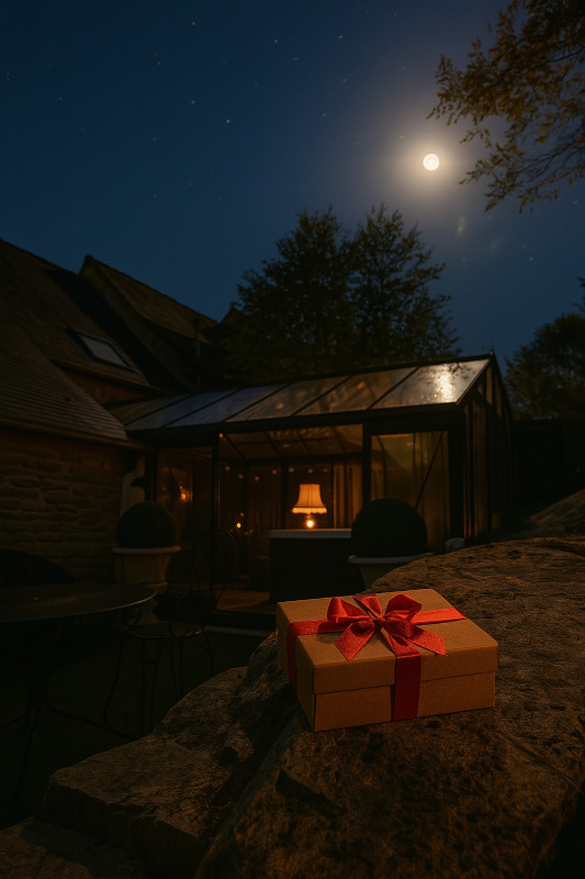 cadeau posé sur le rocher à l'entrée du love gîte